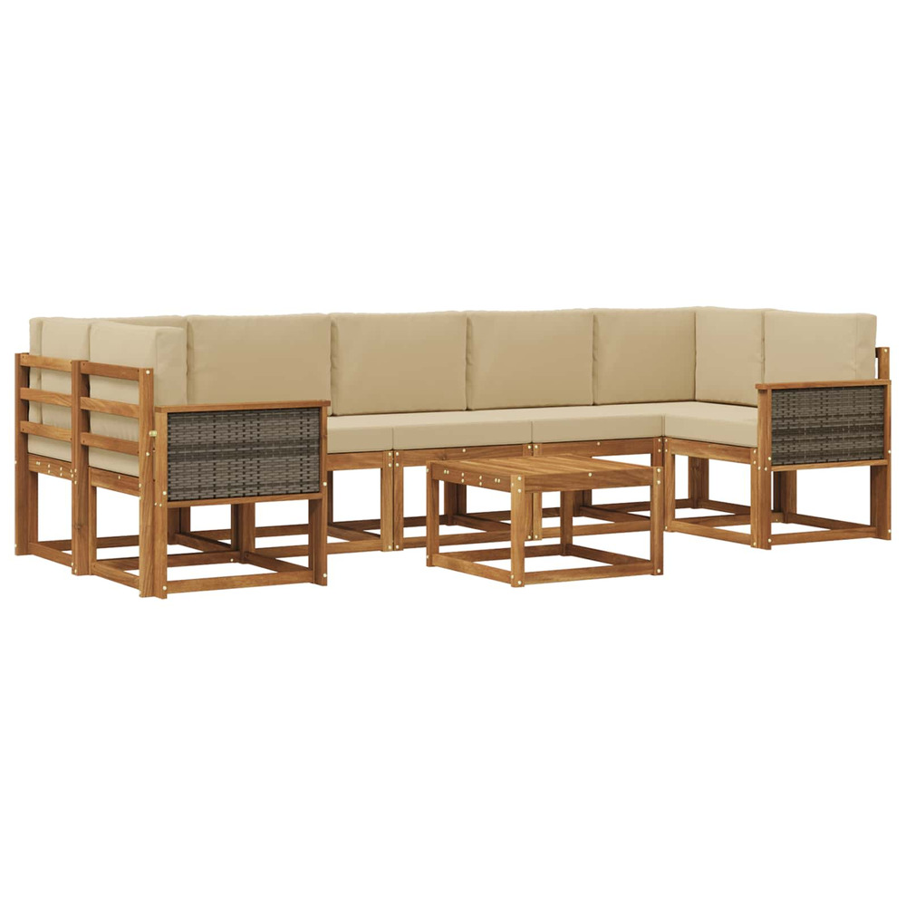 Ensemble de canapés d'extérieur avec coussin 6 pcs naturel