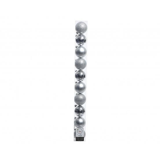 Tube de 10 boules pour arbre de noël argent