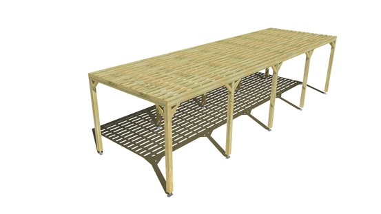 Pergola bois • 10m x 3m • indépendante • sens profondeur • platelage bois • livraison comprise