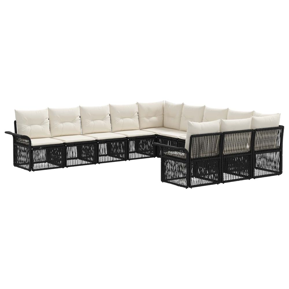 Ensemble de canapé de jardin 11 pc noir polyrotin