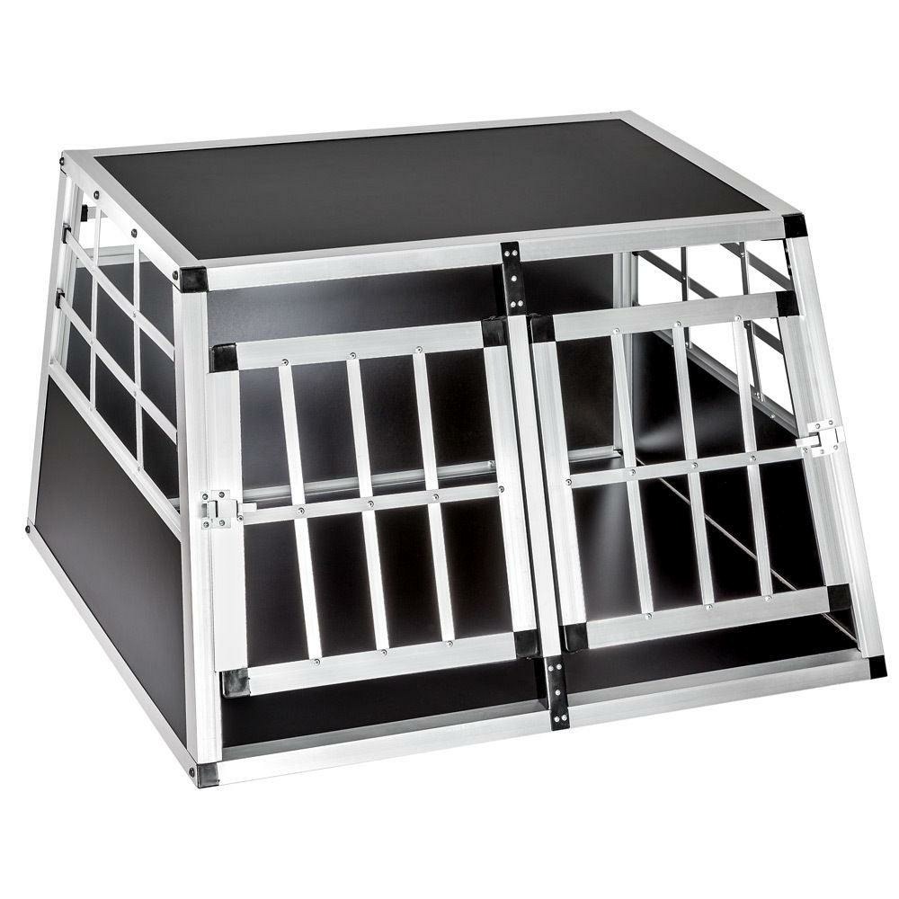 Cage box caisse de transport chien mobile aluminium 89 cm double