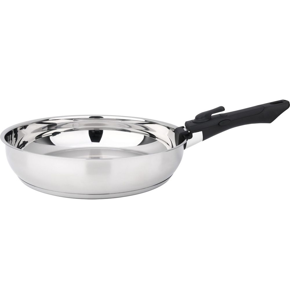 Lot de 2 poêles inox 24 et 28 cm + poignée - 341960