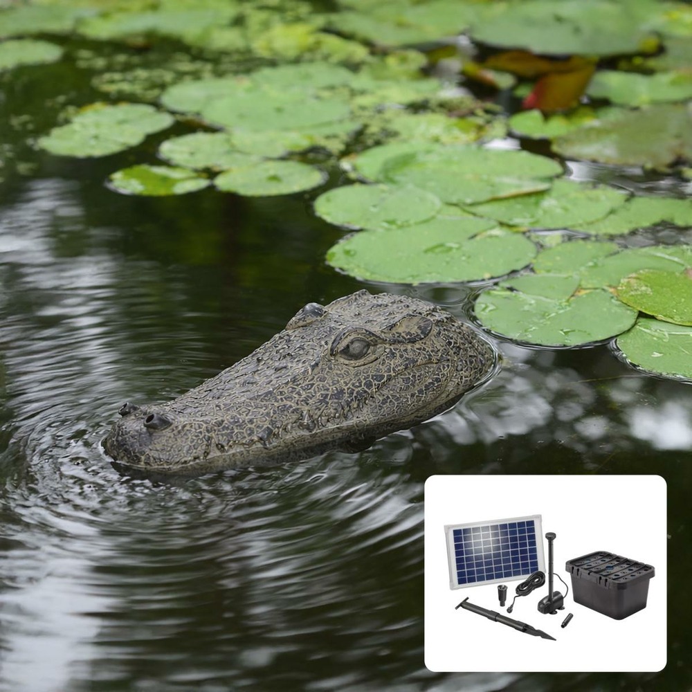 Kit fontaine crocodile avec pompe solaire directe 600l - 10w