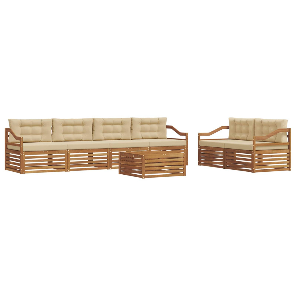 Ensemble de canapés d'extérieur 7 pcs naturel et beige