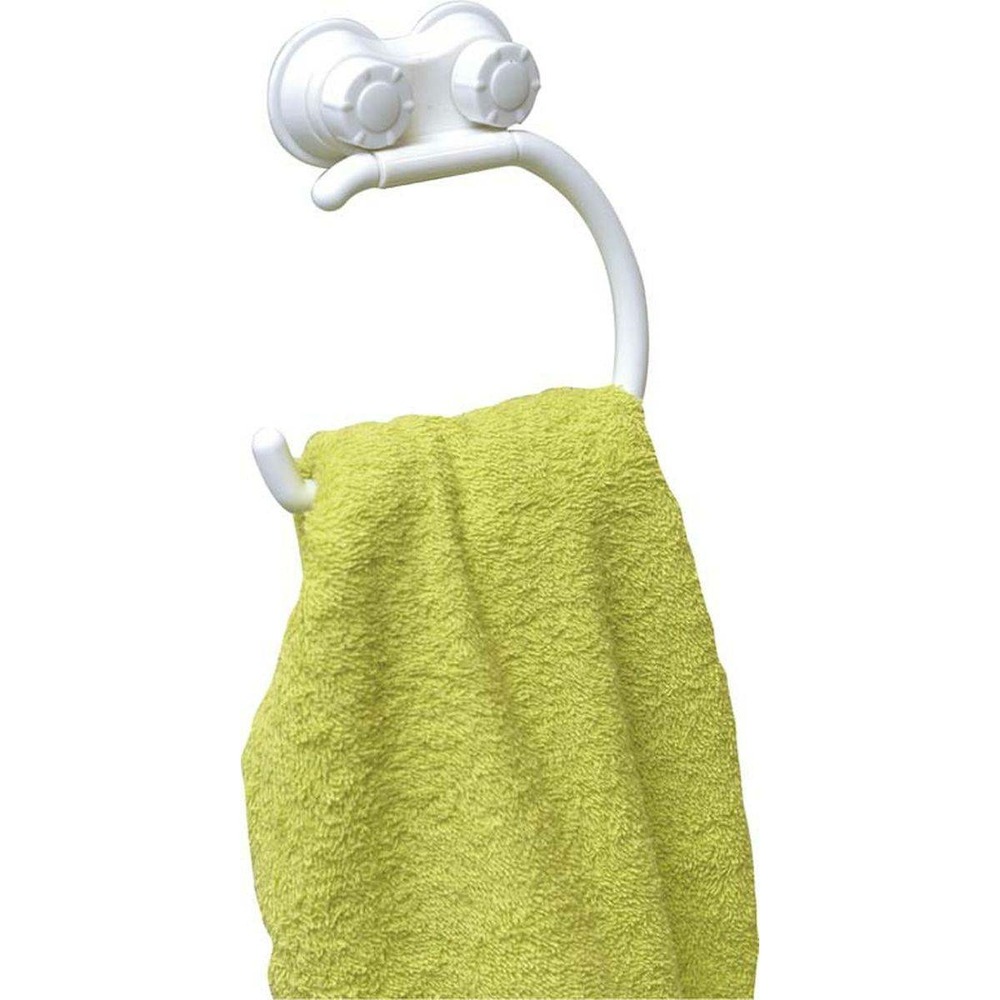 Porte serviettes pp forme arrondie sur ventouses - blanc