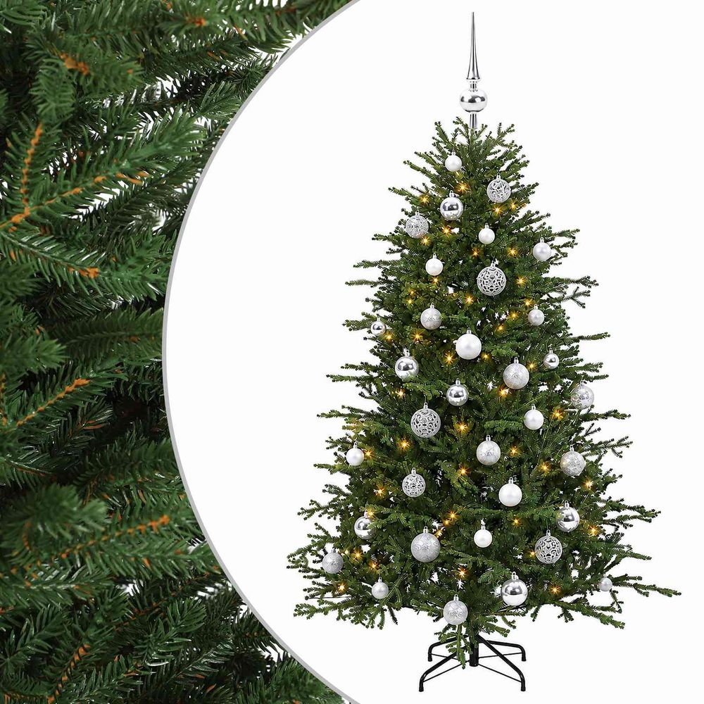 Sapin de noël artificiel avec boules 120 cm 150 led blanc chaud