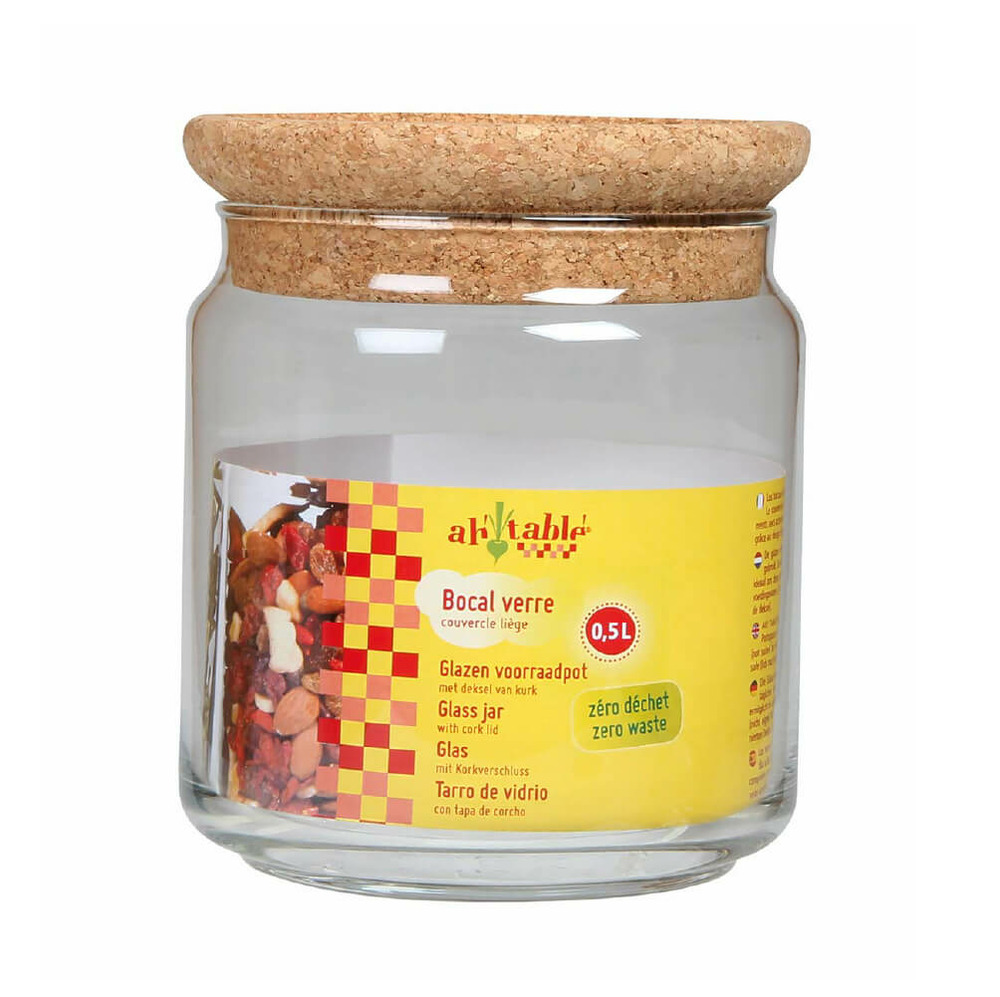 Bocal en verre - couvercle liège - 0.5l