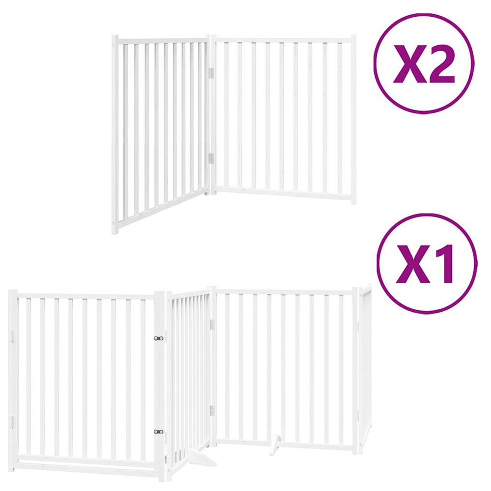 Barrière pour chien porte pliable 8panneaux blanc bois peuplier