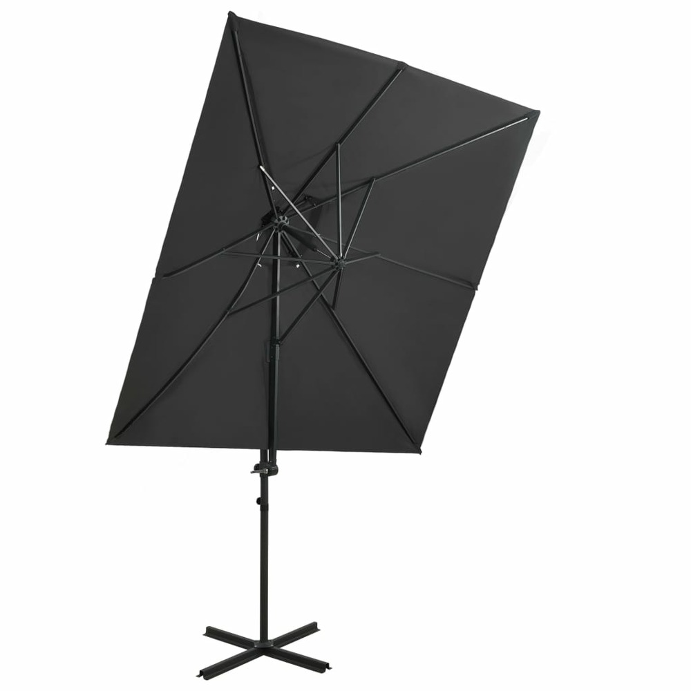 Parasol déporté à double toit 250 x 250 cm anthracite