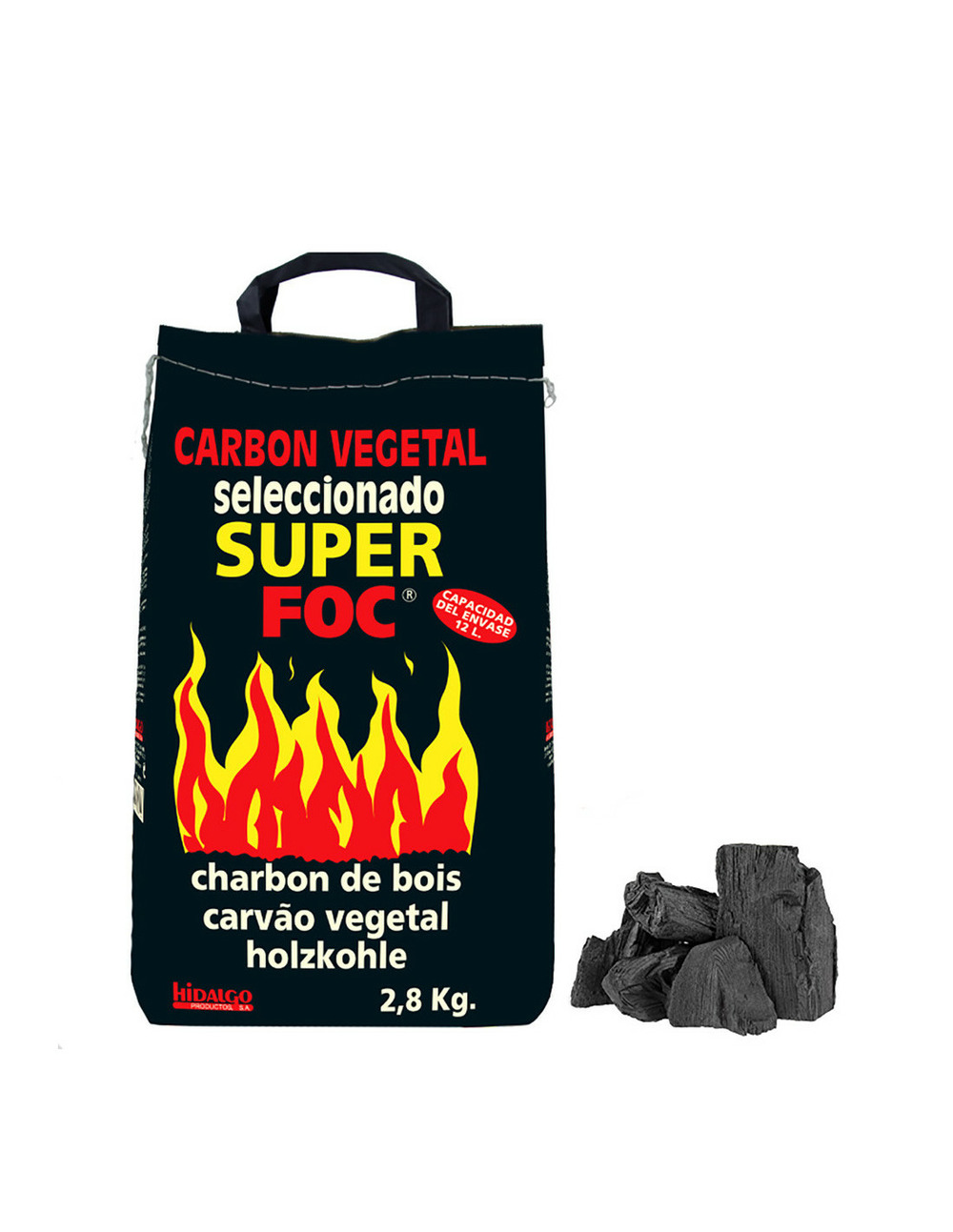 6 sac charbon végétal 2,8kg superfoc.