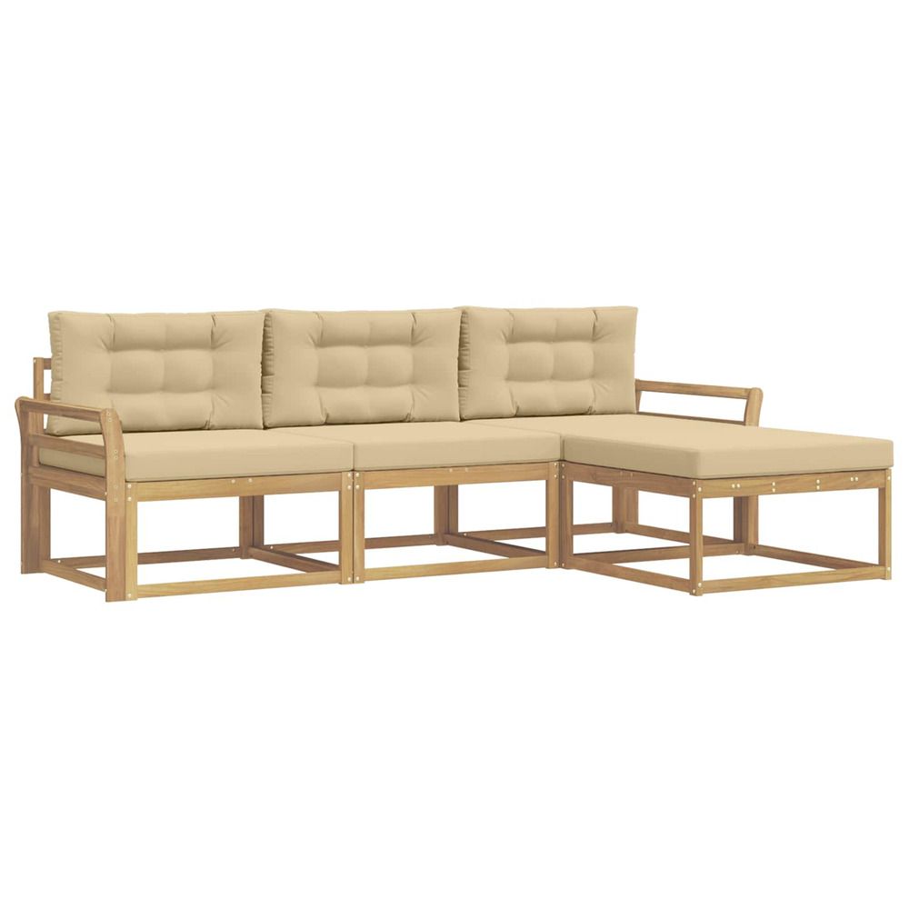 Ensemble de canapés d'extérieur 4 pc blanc et beige polyester
