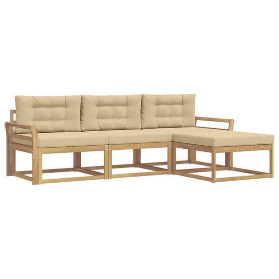 Ensemble de canapés d'extérieur 4 pc blanc et beige polyester