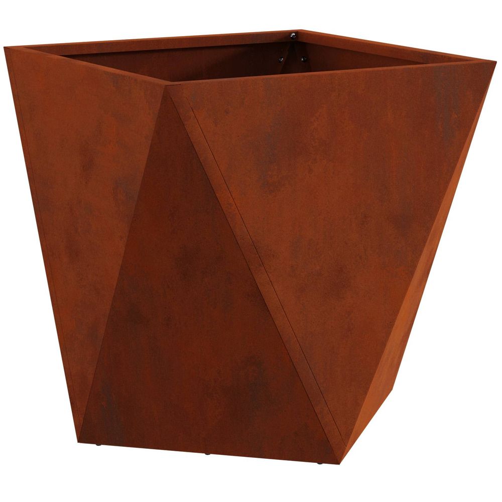 Jardinière d'extérieur rouillé 50 x 50 x 50 cm acier patiné