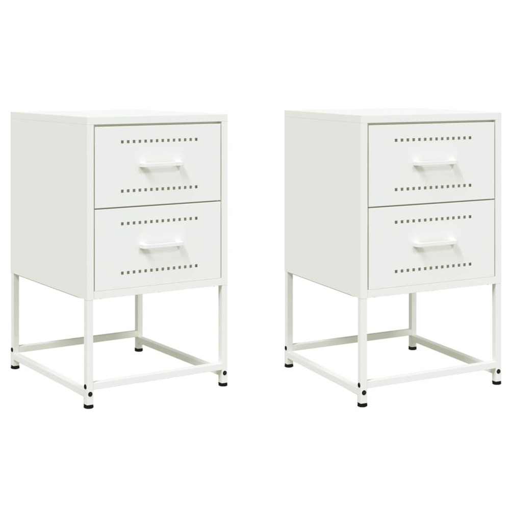 Tables de chevet 2 pcs blanc 36x39x60,5 cm acier