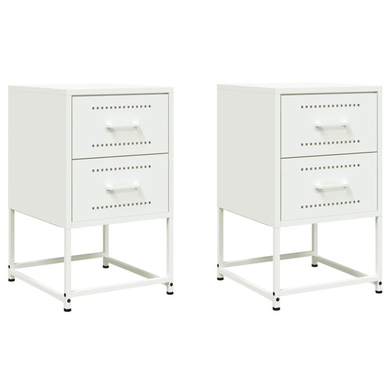 Tables de chevet 2 pcs blanc 36x39x60,5 cm acier
