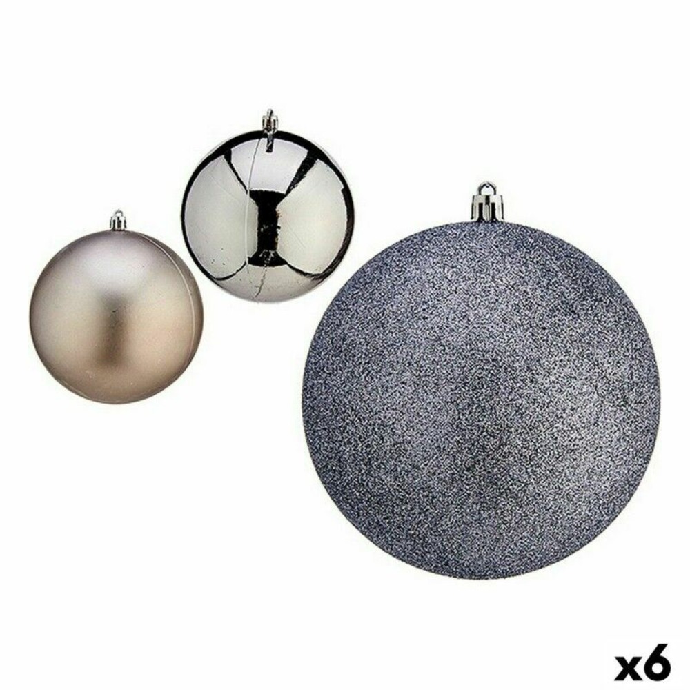 Lot de boules de noël argenté plastique 12 x 13 x 12 cm (6 unités)