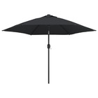 Parasol d'extérieur avec poteau en métal 300 cm noir
