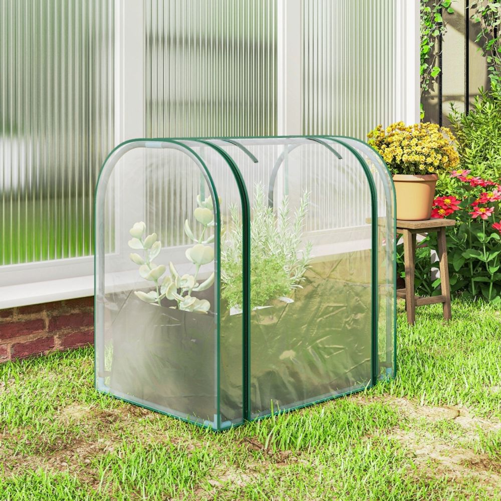 Mini serre de jardin acier plastique 68x50x70 cm vert foncé balcon avec sac de plantation - comfortxl outdoor living