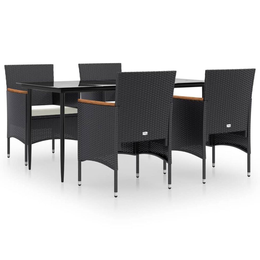 Ensemble à manger de jardin avec coussins 5 pcs noir