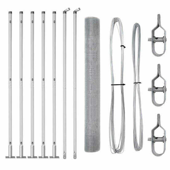 Clôture avec poteaux argent 1.2 x 10 m acier