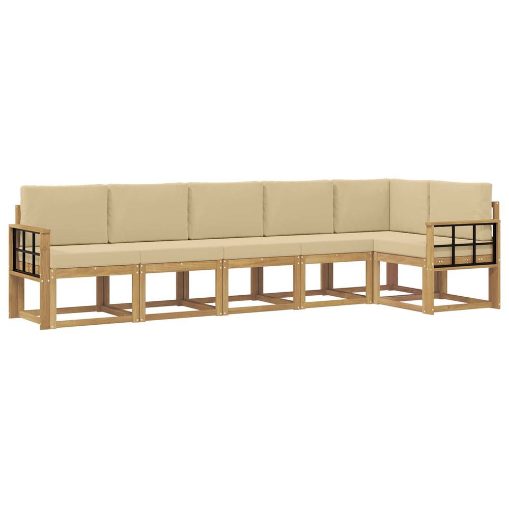Ensemble de canapés d'extérieur 6 pc blanc et beige polyester