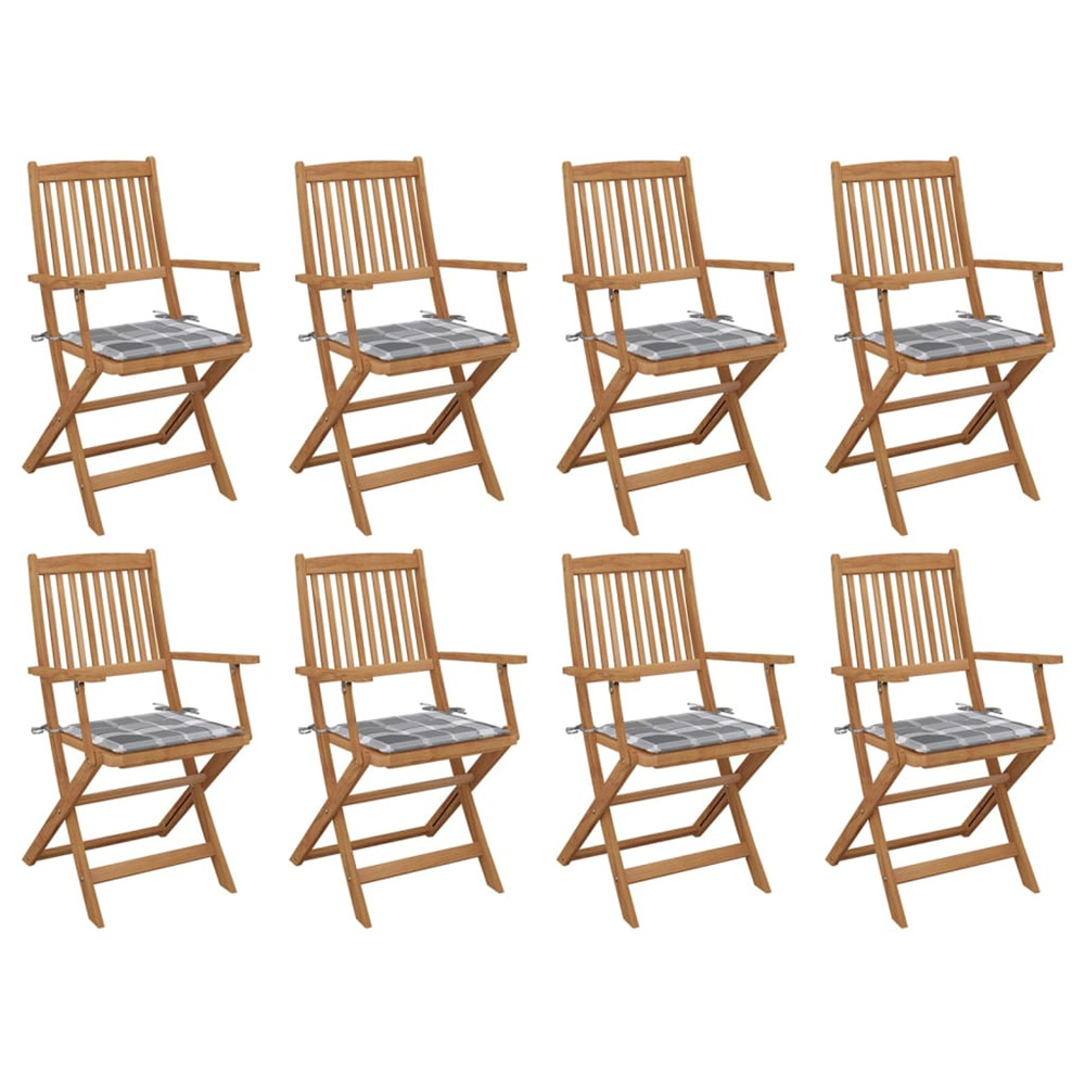 Chaises pliables d'extérieur et coussins lot de 8 bois d'acacia