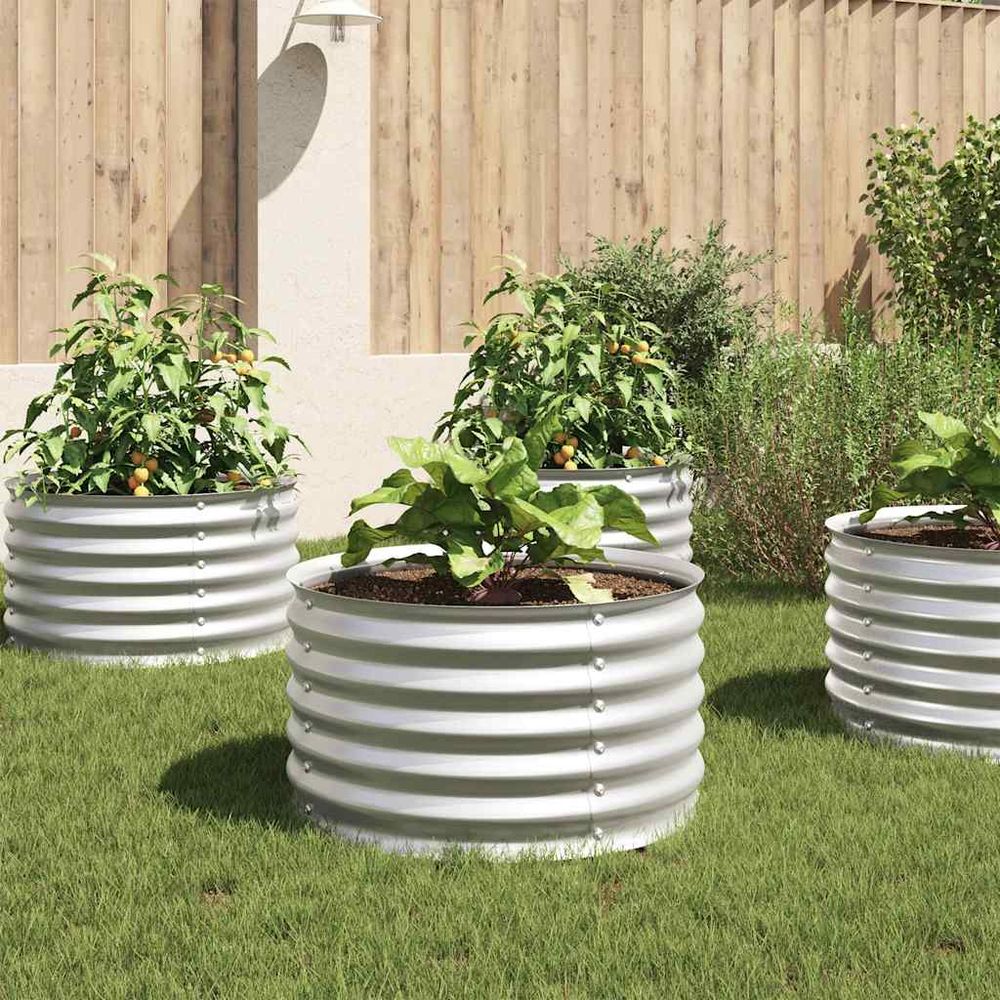 Carré potager surélevé acier galvanisé pour balcon et potager urbain 80x80x44 cm argenté
