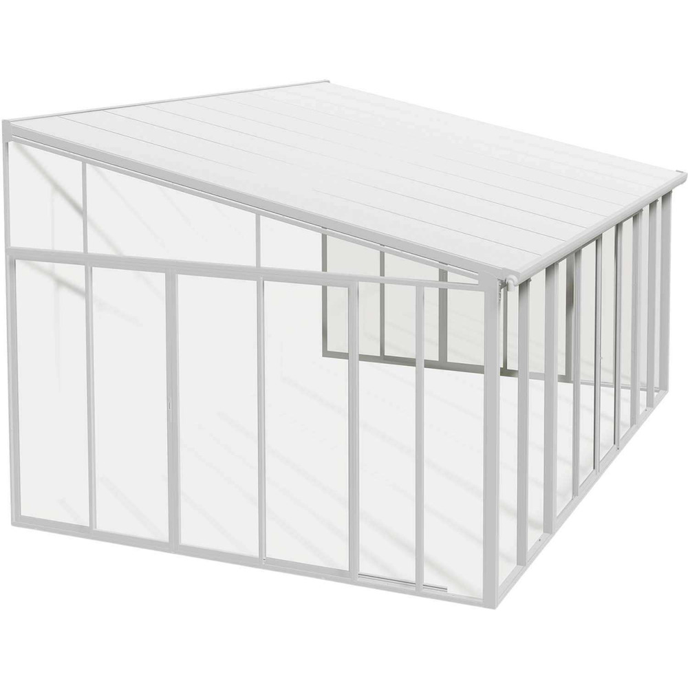 Véranda en aluminium blanc et polycarbonate sanremo 16.5m²