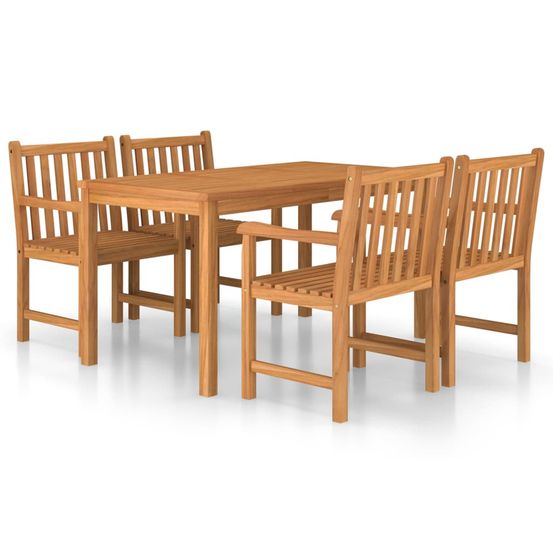 Ensemble de salle à manger de jardin 5 pièces 140 x 80 cm en bois de teck massif