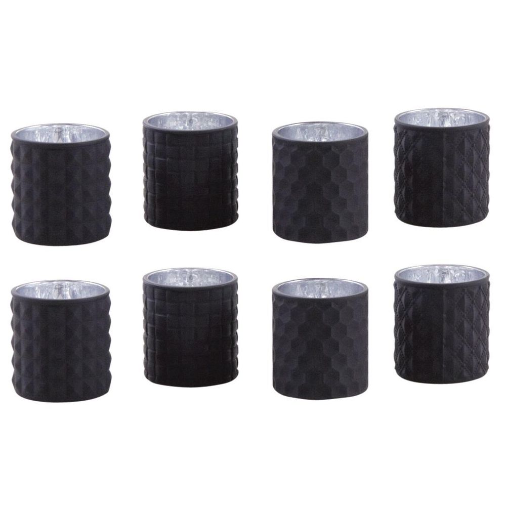 Photophore noir en verre teinté mat lot de 8