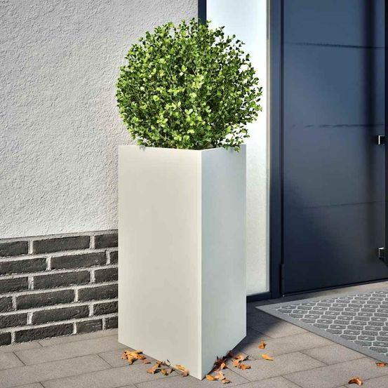Lot de 2 jardinières triangulaires en acier pour jardin terrasse blanc 75 cm