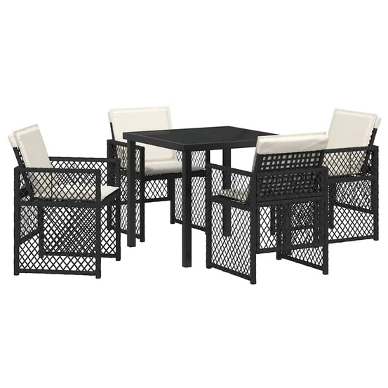 Ensemble de salle à manger pour jardin 5 pcs noir polyrotin