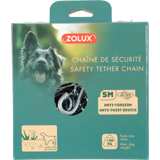 Chaîne de sécurité en acier 5 mètres maillon anti torsion pour chien poids