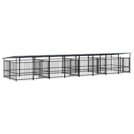 Chenil cage enclos pac animaux d'extérieur avec toit pour chiens acier 15,02 m² noir
