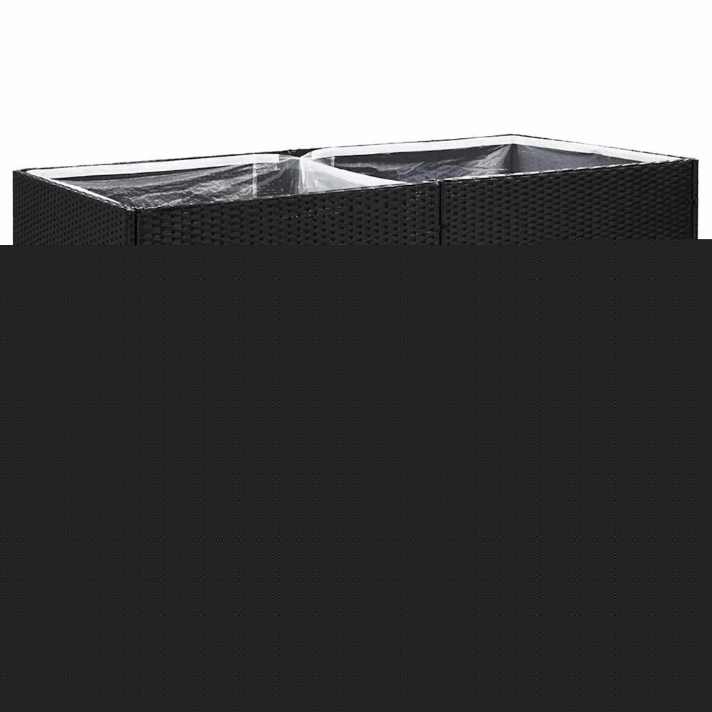 Jardinière d'extérieur noir 157x80x80 cm résine tressée