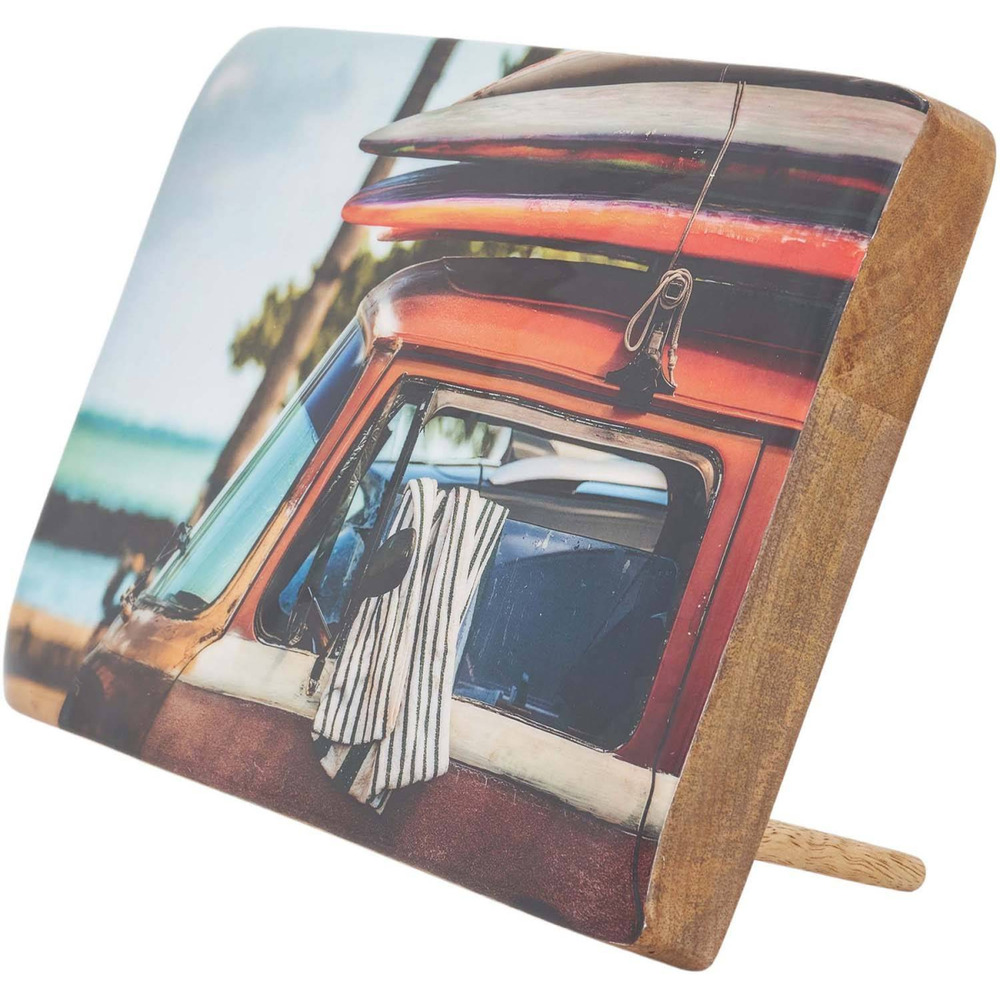 Décoration murale ou à poser en bois émaillé surf