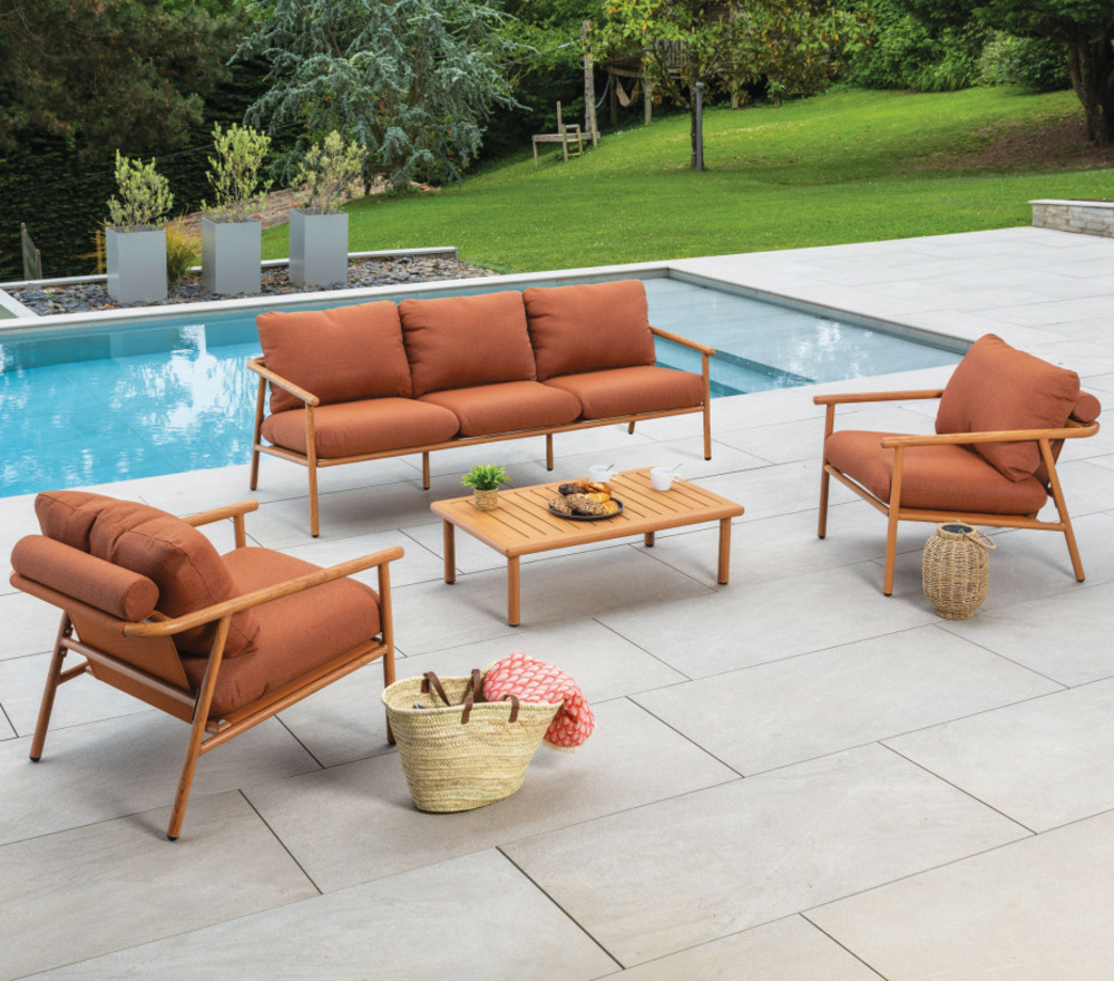 Salon de jardin en aluminium - 5 places - terracotta - arizona