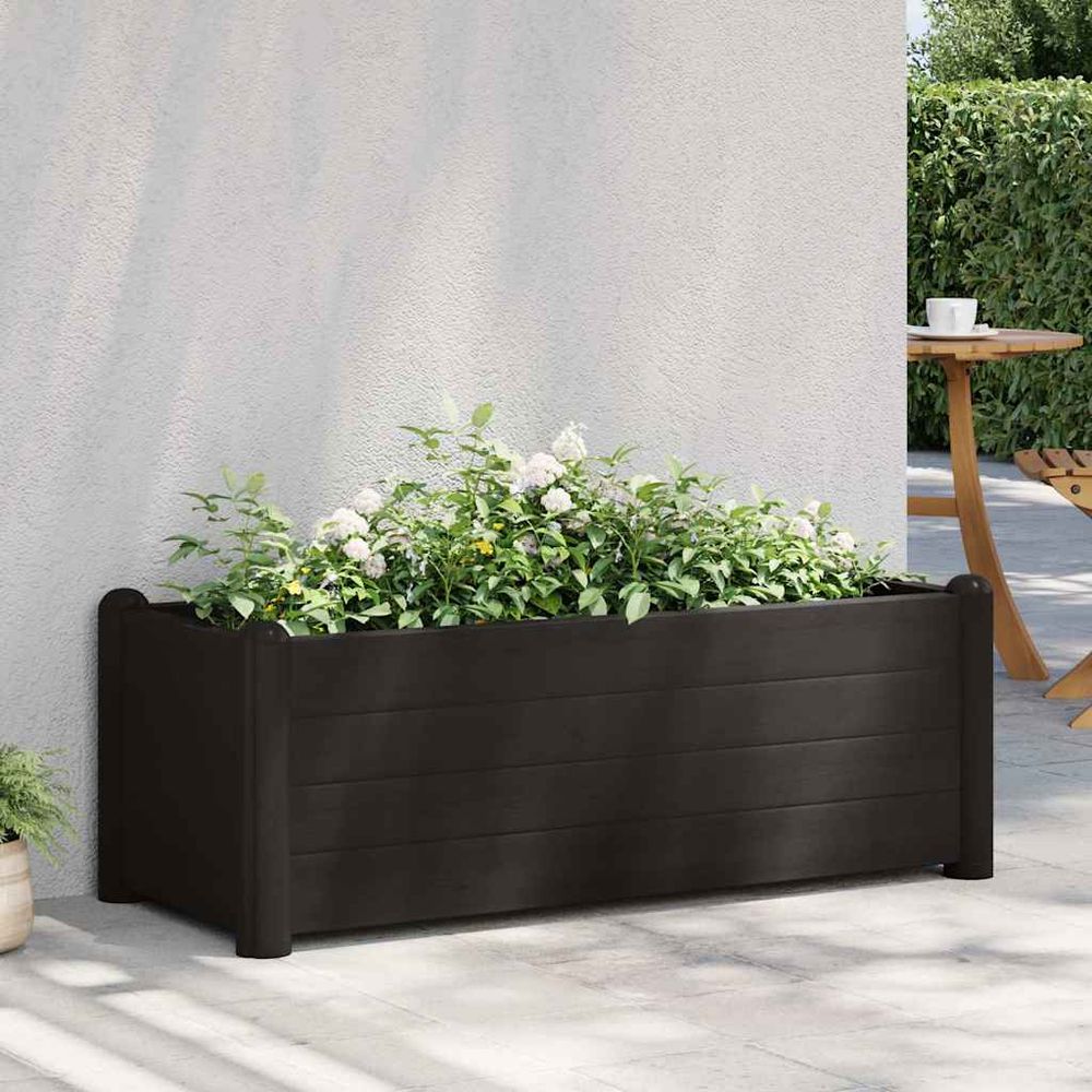 Jardinière rectangulaire 80l polypropylène pour extérieur jardin anthracite
