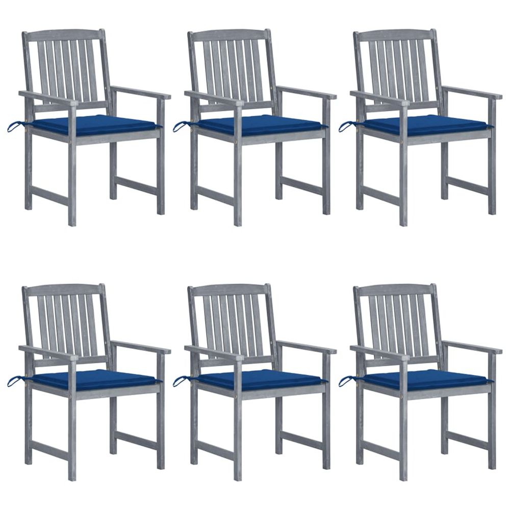 Chaises de jardin et coussins lot de 6 bois acacia massif gris