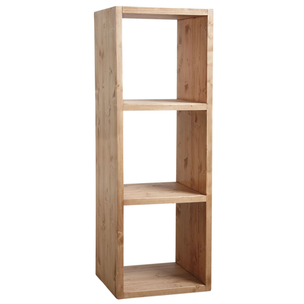 Etagère 3 cases en épicéa ciré miel 3 cases