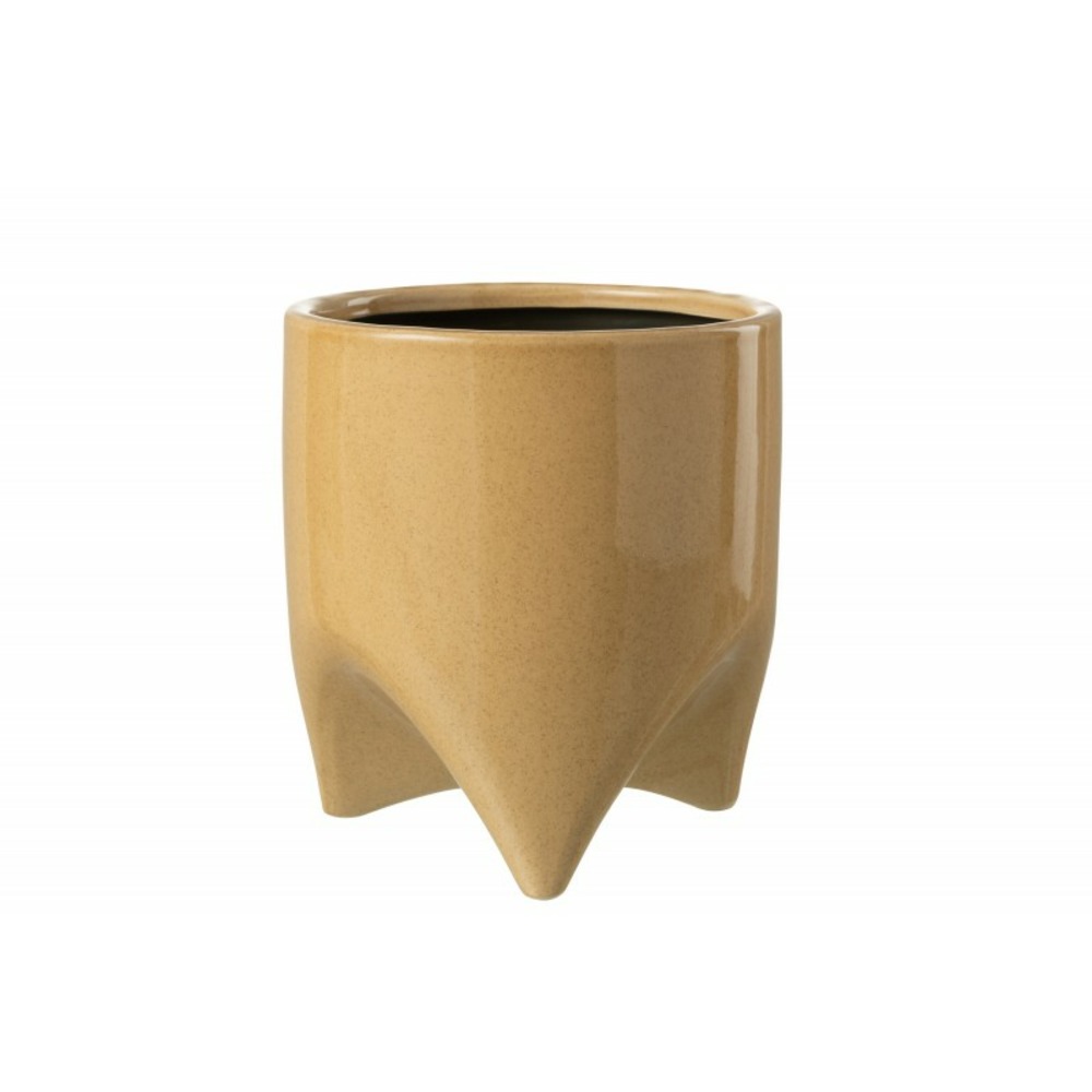 Cache-pot en céramique beige 18x18x20.5 cm