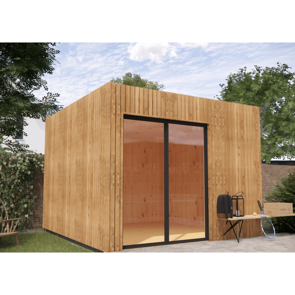 Bureau de jardin 4 saisons en bois 3,3 x 3,5 x 2,7 m / isolation re2020 / menuiseries alu k-line