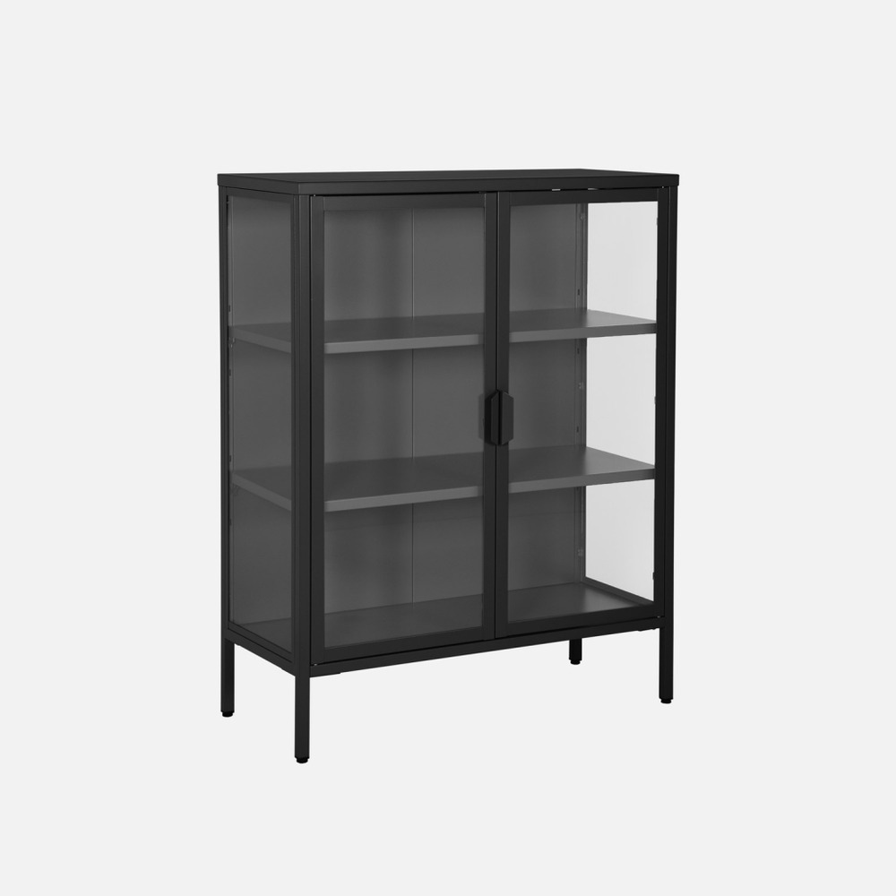 Armoire vitrine acier et verre trempé 2 portes 80cm - arkansas