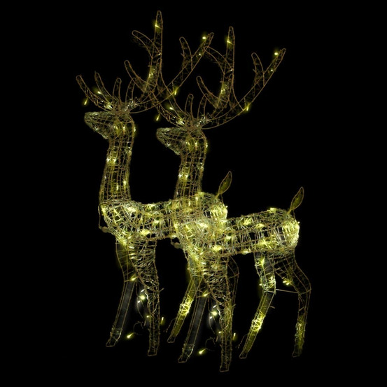 Décorations de noël de renne acrylique 2 pcs 120 cm blanc chaud