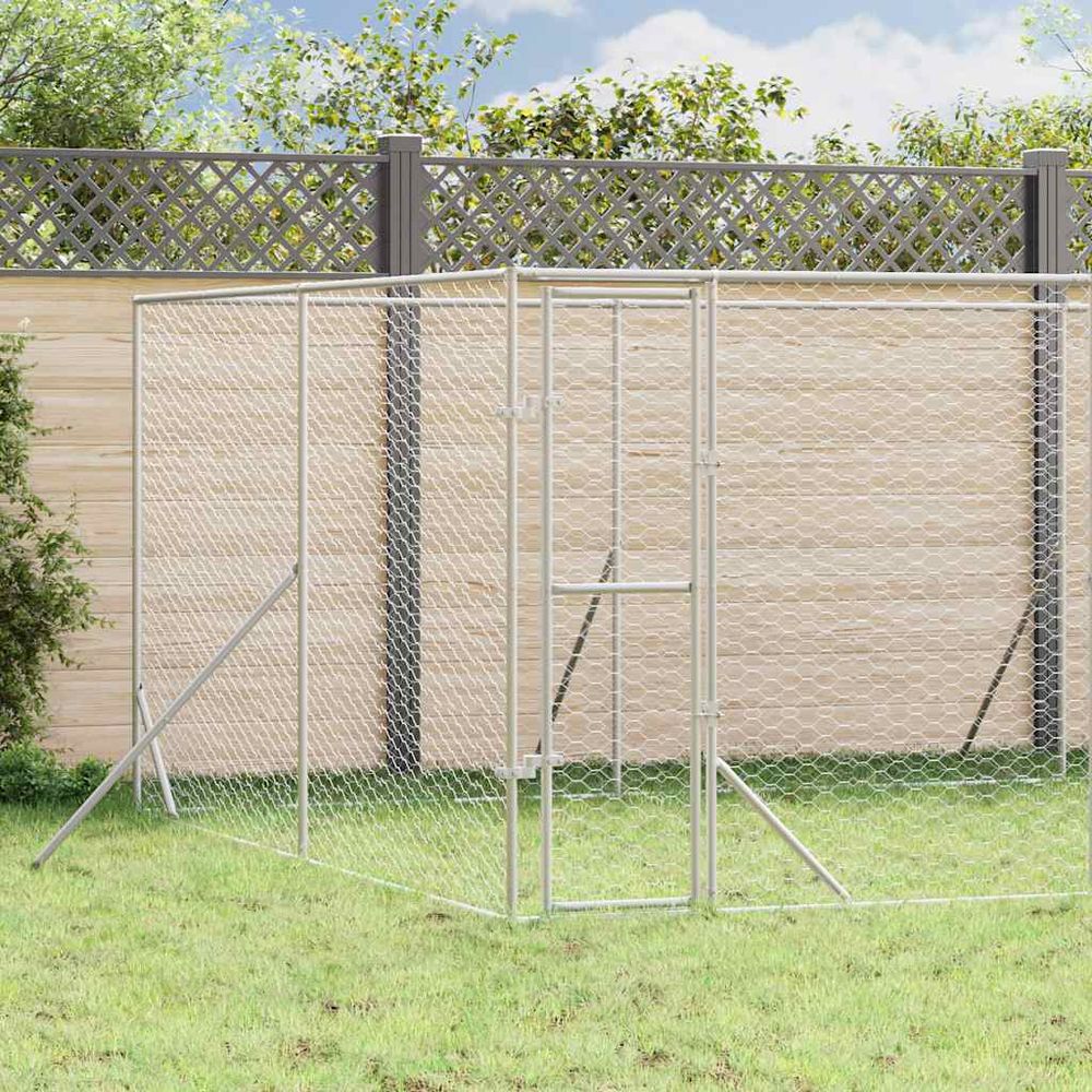 Chenil extérieur acier galvanisé pour chiens et animaux jardin 8x4x2 m