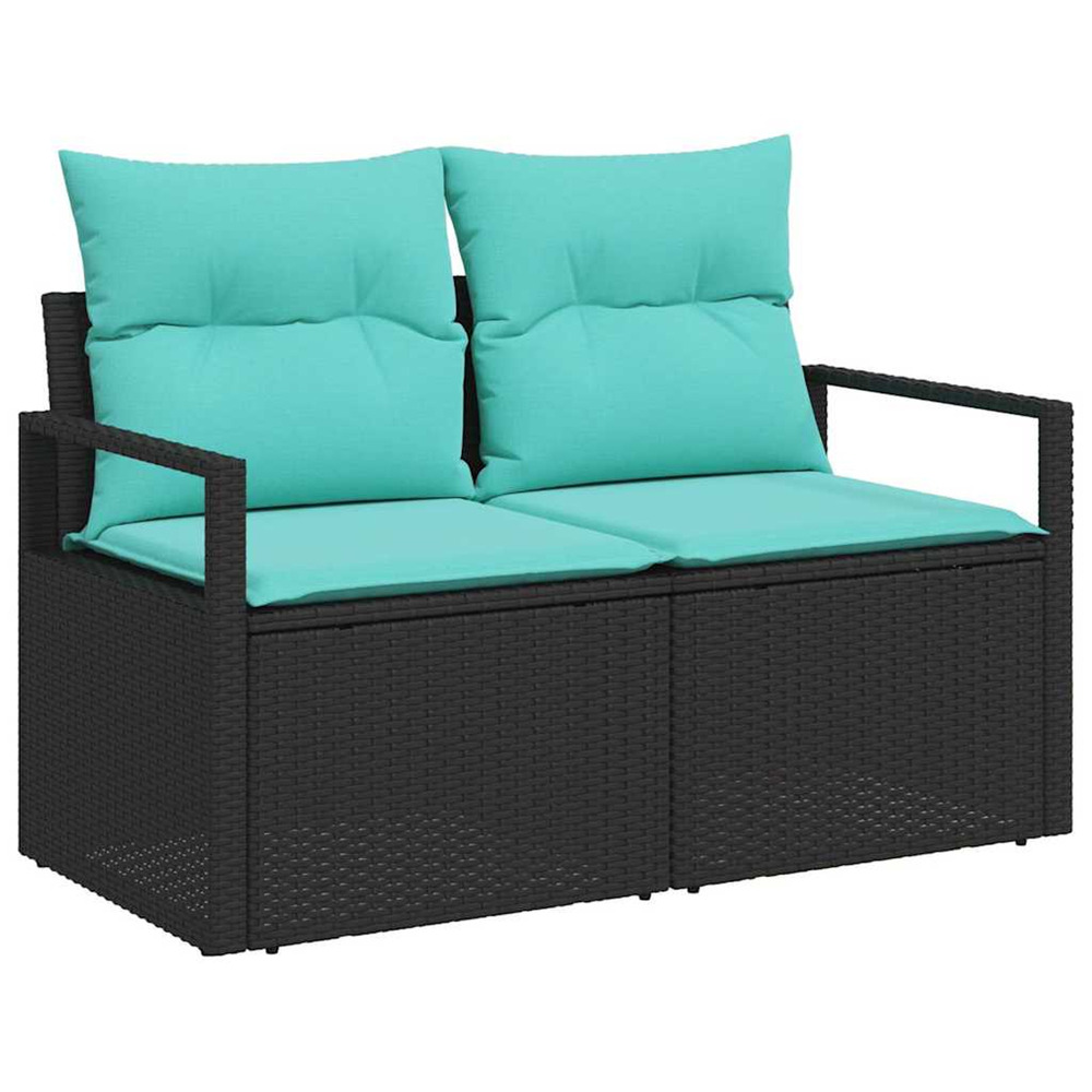 Ensemble de canapé de jardin avec coussin 5 pcs noir polyrotin