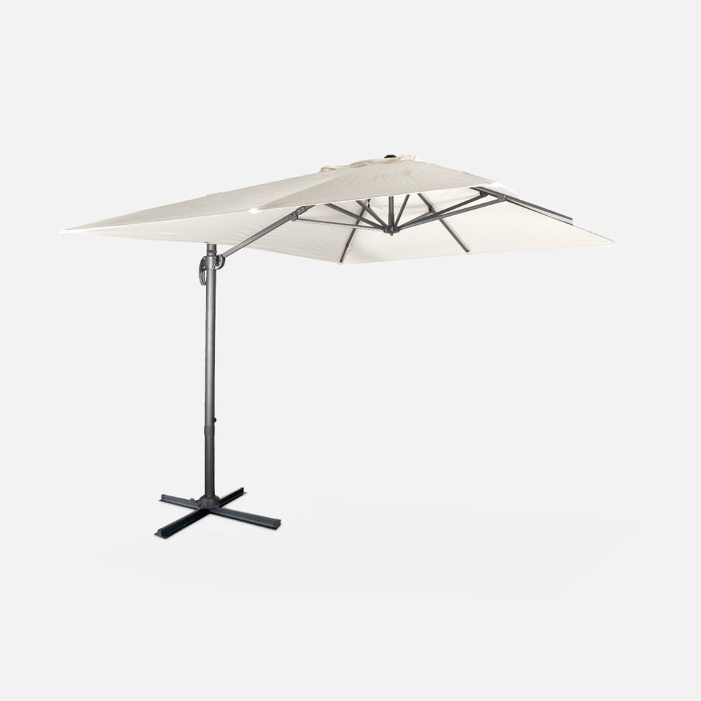 Parasol déporté rectangulaire 3x4m - wimereux - parasol excentré inclinable dans 5 positions, rotatif à 360°