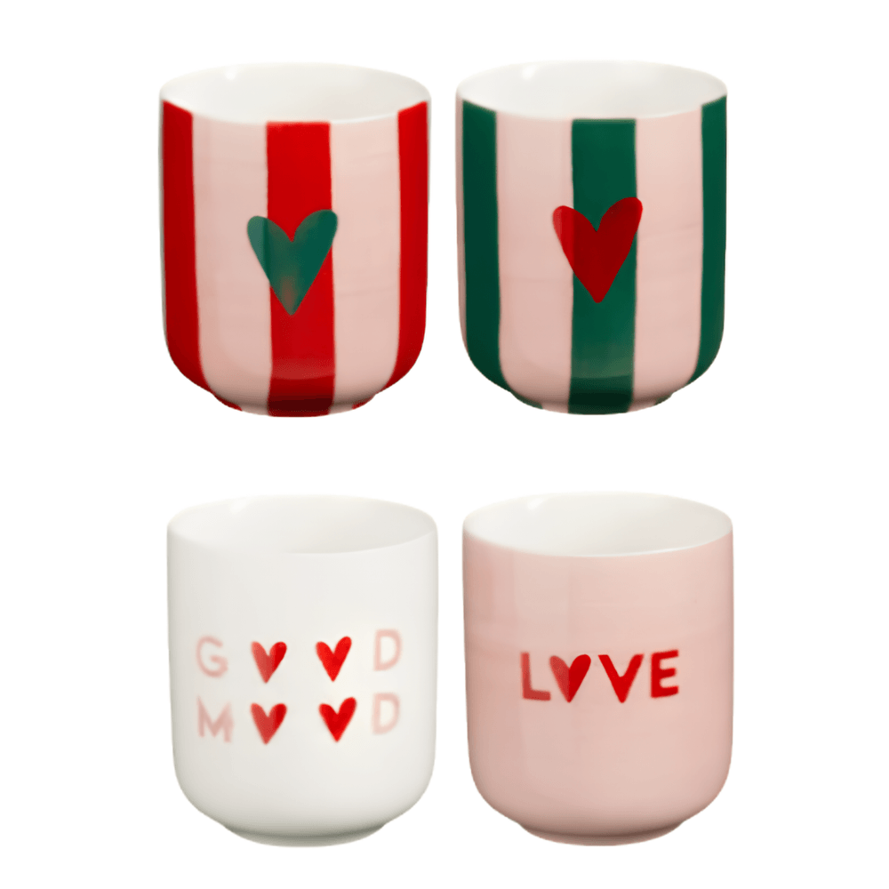 Tasse et soucoupe memiko1470/0036 set de 4 h9x7.5cm - blanc