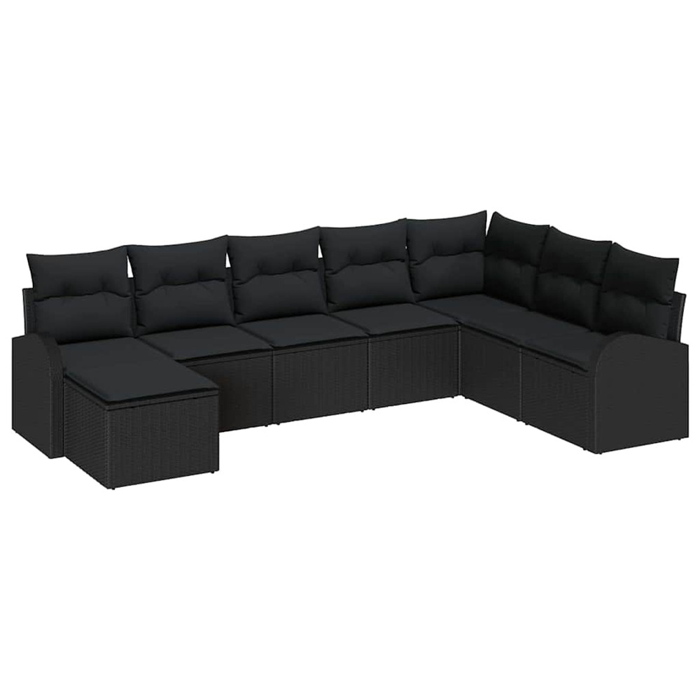 Ensemble de canapé de jardin 8 pcs noir poly rattan