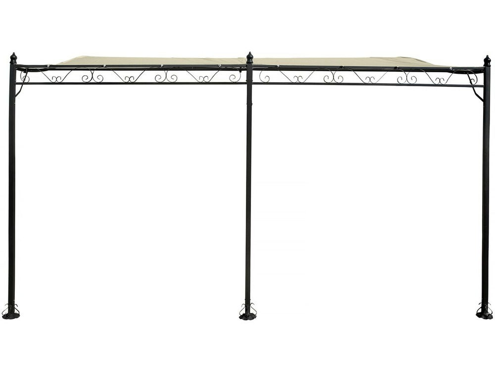 Pergola tonnelle adossée en métal - 3 x 4 m - beige